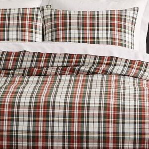 Pottery Barn Red and Black Plaid Standard Size Shams x2